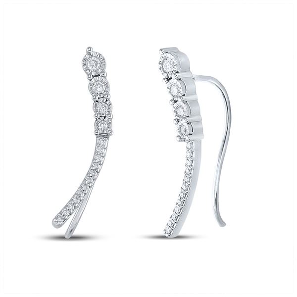 Diamond Climber Earrings 1/4 Cttw Sterling Silver