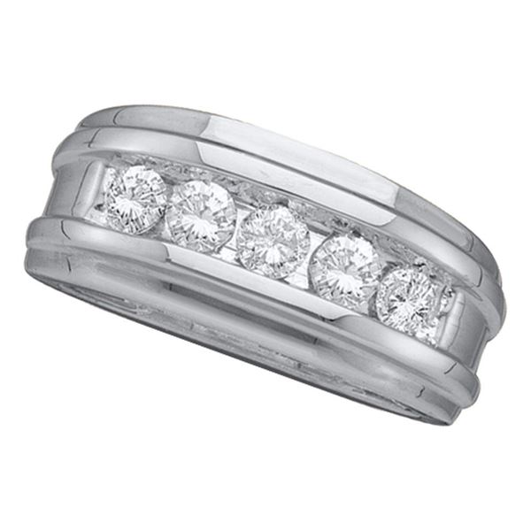 Mens Diamond Wedding Band Ring 1 Cttw 14kt White Gold