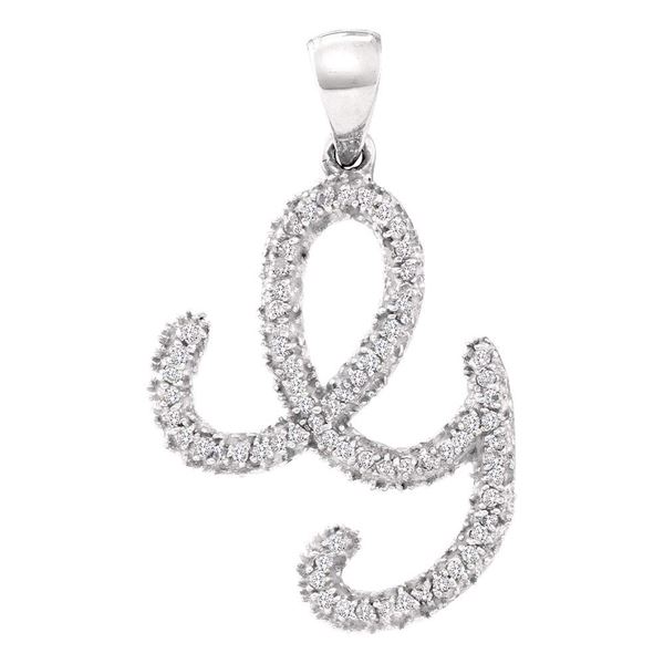 Diamond Cursive G Letter Pendant 1/6 Cttw 10kt White Gold