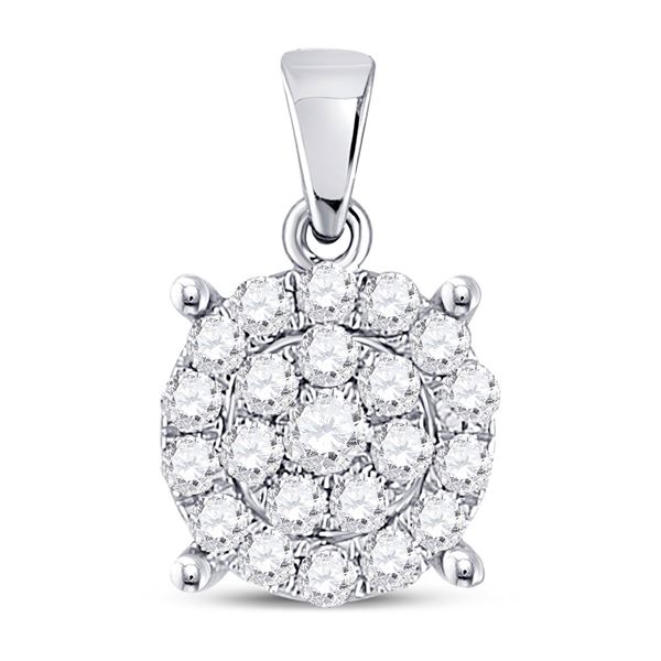 Diamond Cluster Pendant 1/2 Cttw 10kt White Gold