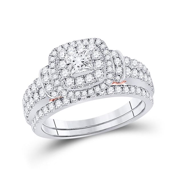 Diamond Bridal Wedding Ring Band Set 1-1/3 Cttw 14kt Two-tone Gold