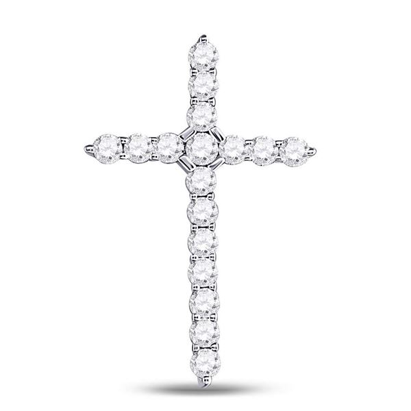 Diamond Roman Cross Pendant 1/2 Cttw 14kt White Gold