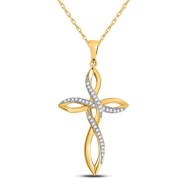 Diamond Cross Pendant 1/10 Cttw 10kt Yellow Gold