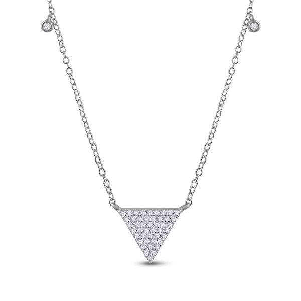 Diamond Triangle Necklace 1/4 Cttw 10kt White Gold
