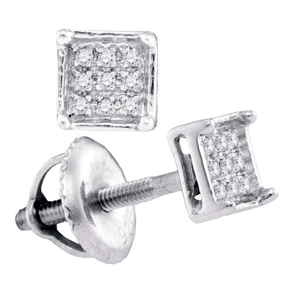 Diamond Square Earrings 1/20 Cttw Sterling Silver