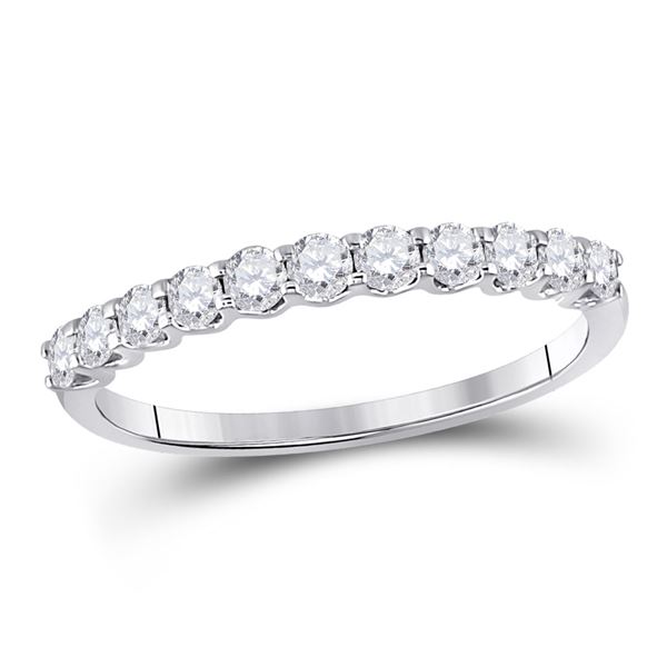Diamond Classic Anniversary Band Ring 1/2 Cttw 14kt White Gold