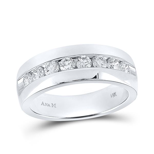 Mens Diamond Wedding Band Ring 1 Cttw 14kt White Gold