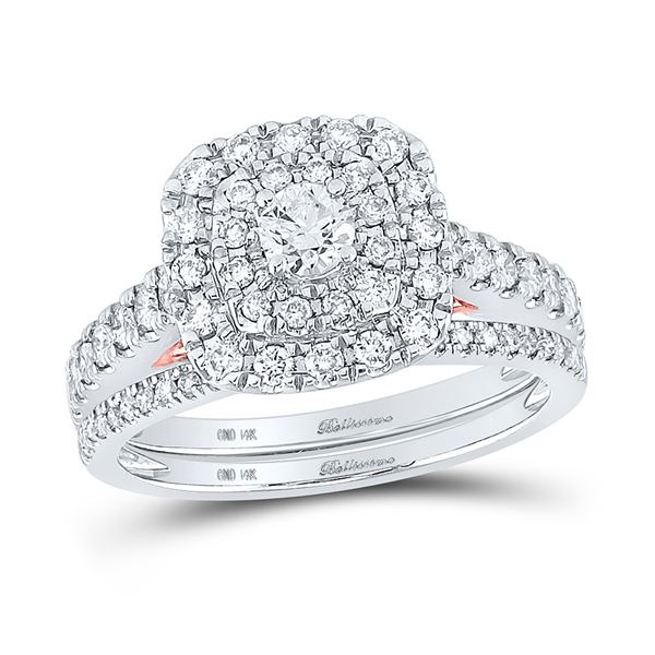 Diamond Bridal Wedding Ring Band Set 1 Cttw 14kt Two-tone Gold