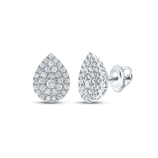 Diamond Teardrop Cluster Earrings 1/2 Cttw 10kt White Gold