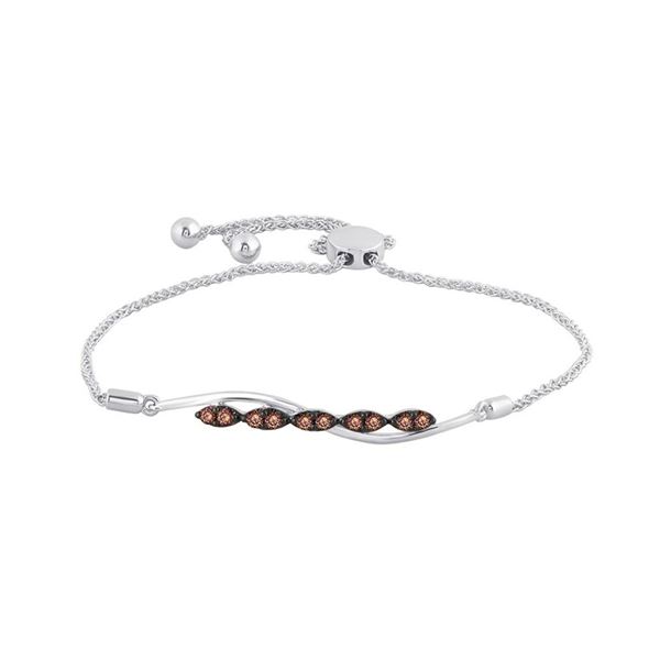 Brown Diamond Bolo Bracelet 1/4 Cttw 10kt White Gold