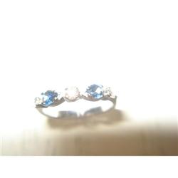 FIVE STONE DIAMOND-SAPPHIRE RING