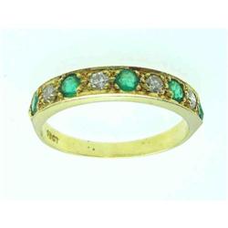 A VERY BEAUTIFUL OLD ANTIQUE   NATURAL DIAMOND-EMERALD RING