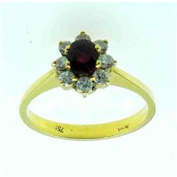 DIAMOND AND DARK RED RUBY RING
