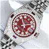 Image 1 : Rolex Ladies Stainless Steel Red Ruby & Diamond Datejust Wristwatch With Rolex W