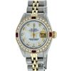 Image 1 : Rolex Ladies 2 Tone SS/YG MOP Diamond & Ruby Oyster Perpetual Datejust Wristwatc