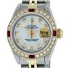 Image 2 : Rolex Ladies 2 Tone SS/YG MOP Diamond & Ruby Oyster Perpetual Datejust Wristwatc