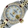 Image 3 : Rolex Ladies 2 Tone SS/YG MOP Diamond & Ruby Oyster Perpetual Datejust Wristwatc