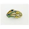 Image 7 : Vintage 18K Gold Multi Color Enamel Diamond & Emerald Large Snake Head Wrap Ring