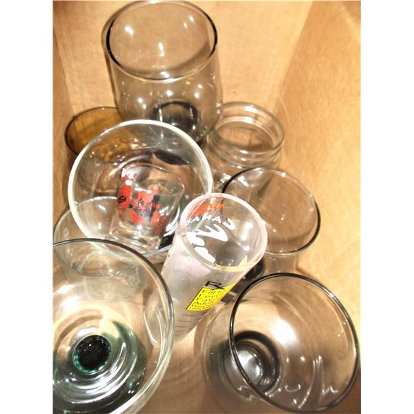 Box of Glassware - Shot Glasses, Wine Glasses, etc.