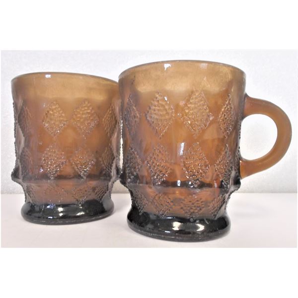 Two Anchor Hocking Mugs Brown