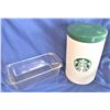 Image 1 : Starbucks Porcelain Container and Pyrex Loaf Pan