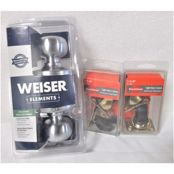 NEW Door Knob Kit and Two Packs of Casters