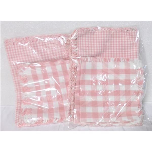 Two Pink Gingham Placemat and Napkin Sets NEW IN PACKAGE