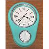 Image 1 : Turquoise Kitchen Clock with Timer - Tested and Works Great