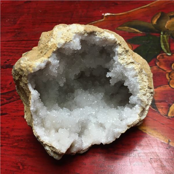 Quartz Geode Crystal Specimen -  Length 4 inches