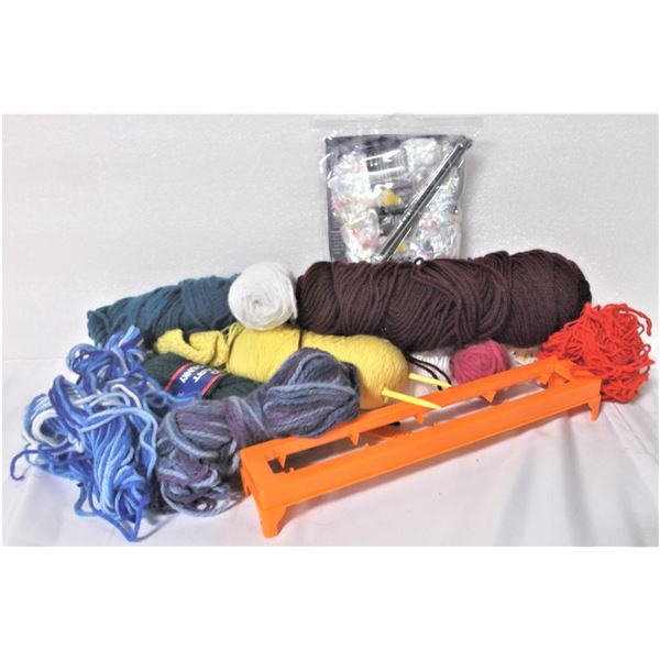 Bag of Yarn and Knitting Supplies