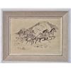Image 1 : Framed Print -  Stagecoach Ink Drawing by R. Watson