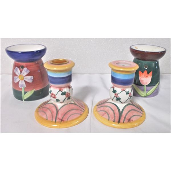 Two Candler Holders and Two Wax Melters