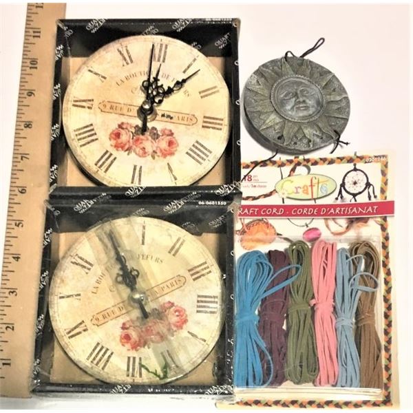 Art Supplies Clocks, Sundial and Leather Cords