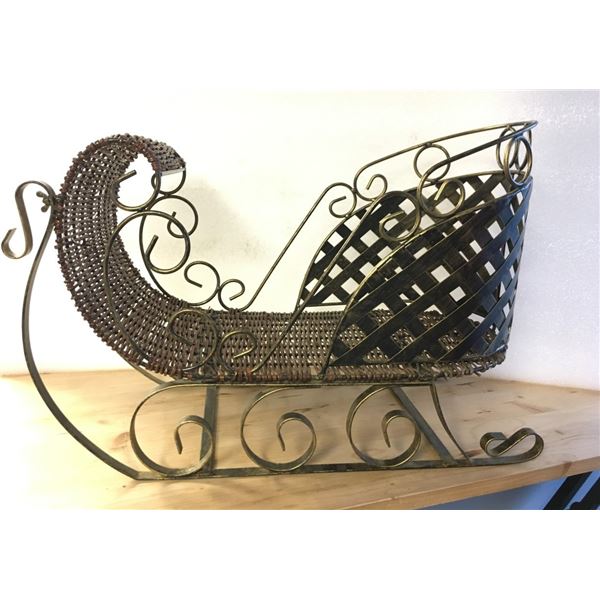 Large Wicker and Wood Sleigh