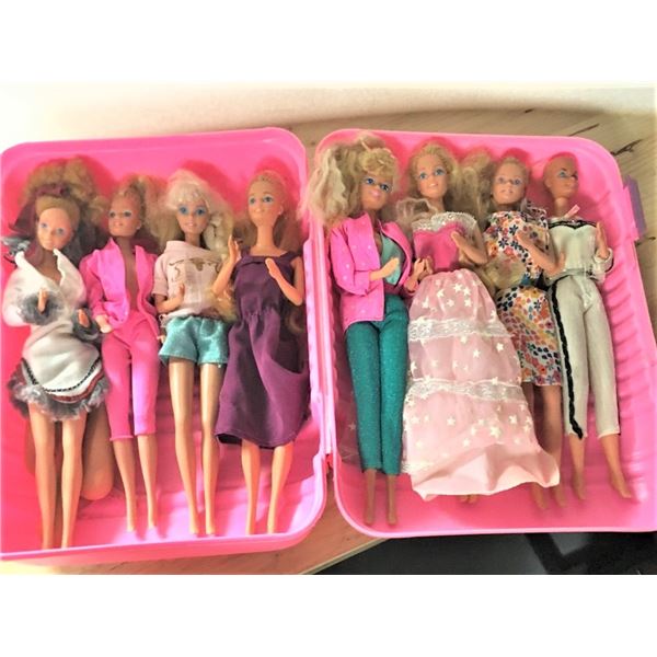 Eight Barbies In Suitcase