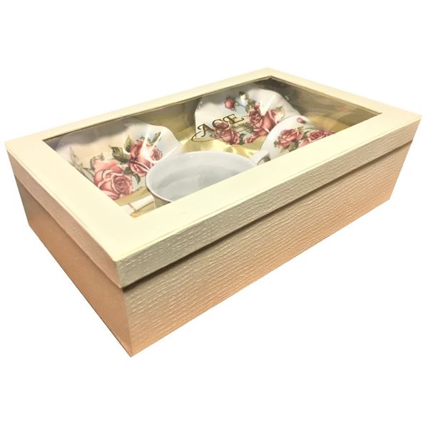 Tea  Cups, Saucers and Spoons in Box, Royal Efreda Designed by Alisson LL