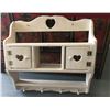Image 1 : Wooden Shelf with Coat Hooks and Heart Decorations