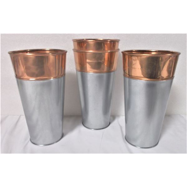 Four Decorative Sap Can Styled Metal Containers