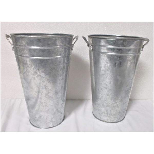 Two Sap Can Styled Metal Containers