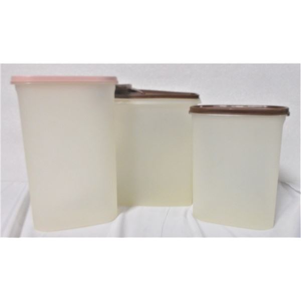 Three Vintage Tupperware Containers with Lids