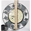 Image 4 : Metal Decor Lot - Green Leaf Designs, Clock tested and works