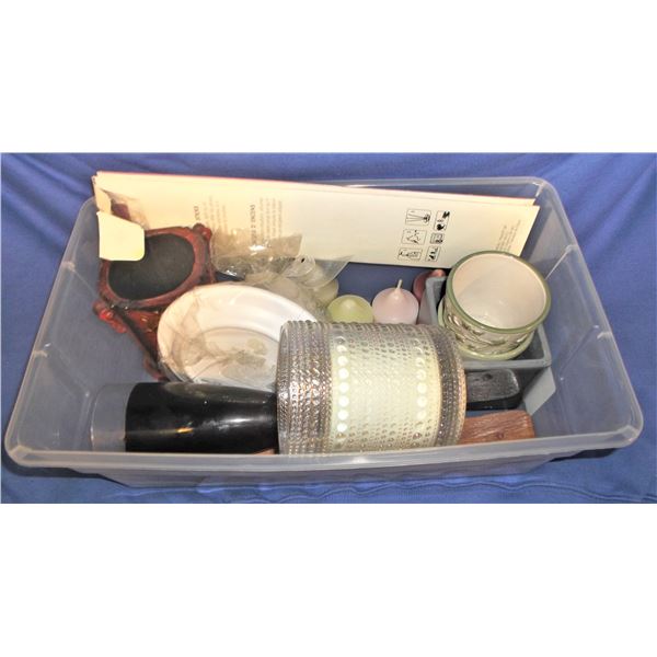 Bin of Candles, Candle Holders, and Incense