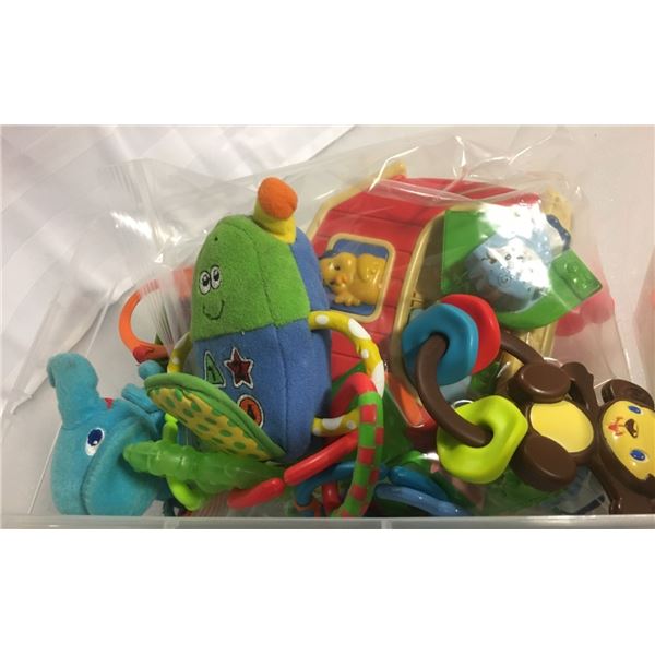 Shoebox Bin of Infant/Toddler Toys