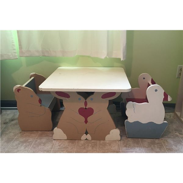 Children's Chairs and Table with Animals