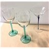 Two Wineglasses and One Martini Glass