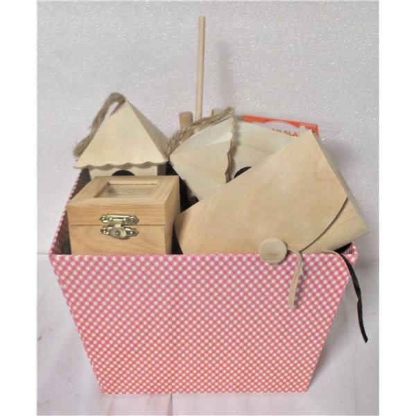 Box of Small Wooden Craft Items