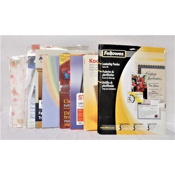 Photo Paper, Laminating Pouches, Scrapbook Paper