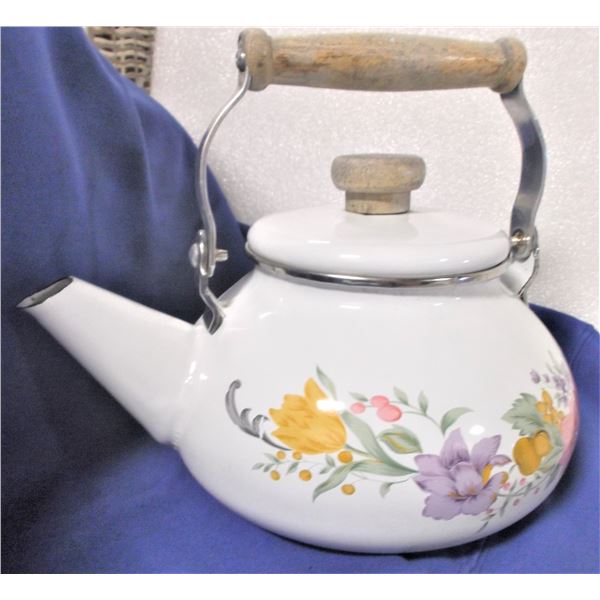 Tea Pot - White with Floral Design