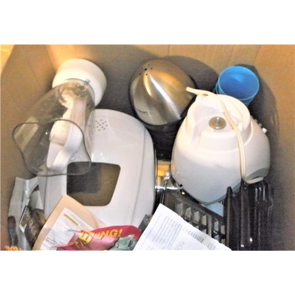 Box of Small Appliances: Bread Maker, Blender, Panini Press, and more