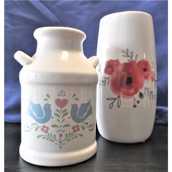 Porcelain Vase and Decorative Milk Can